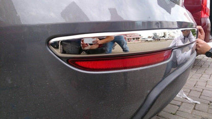 Covers for the rear bumper vtorets (2012↗, stainless steel., 3 pcs) for Fiat Linea 2006-2018 - Reelken Auto