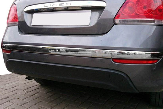 Covers for the rear bumper vtorets (2012↗, stainless steel., 3 pcs) for Fiat Linea 2006-2018 - Reelken Auto