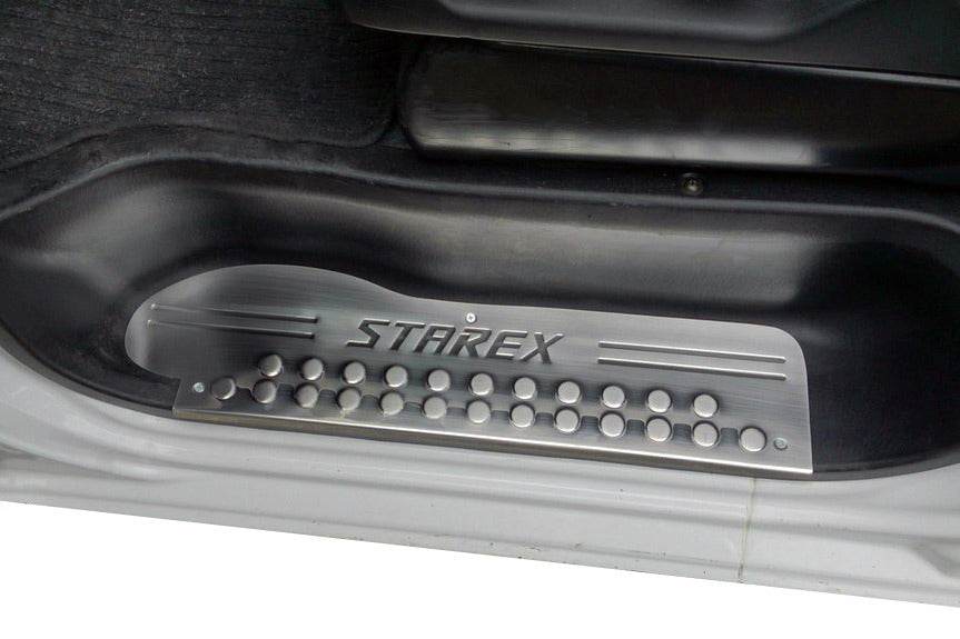 Door sills OmsaLine (3 pieces, stainless steel) for Hyundai H200, H1, Starex 1998-2007 - Reelken Auto