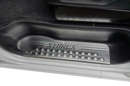 Door sills OmsaLine (3 pieces, stainless steel) for Hyundai H200, H1, Starex 1998-2007 - Reelken Auto