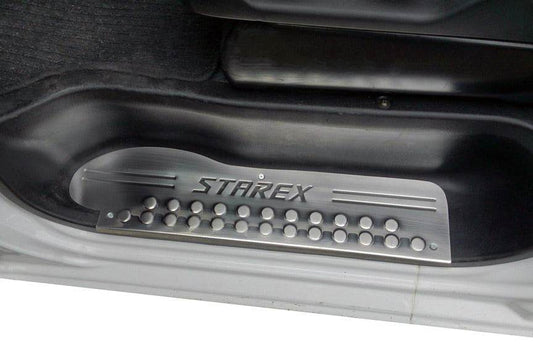Door sills OmsaLine (3 pieces, stainless steel) for Hyundai H200, H1, Starex 1998-2007 - Reelken Auto