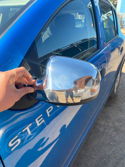 Covers for mirrors (2 pcs., Stainless steel.) for Renault Sandero 2013-2022 - Reelken Auto