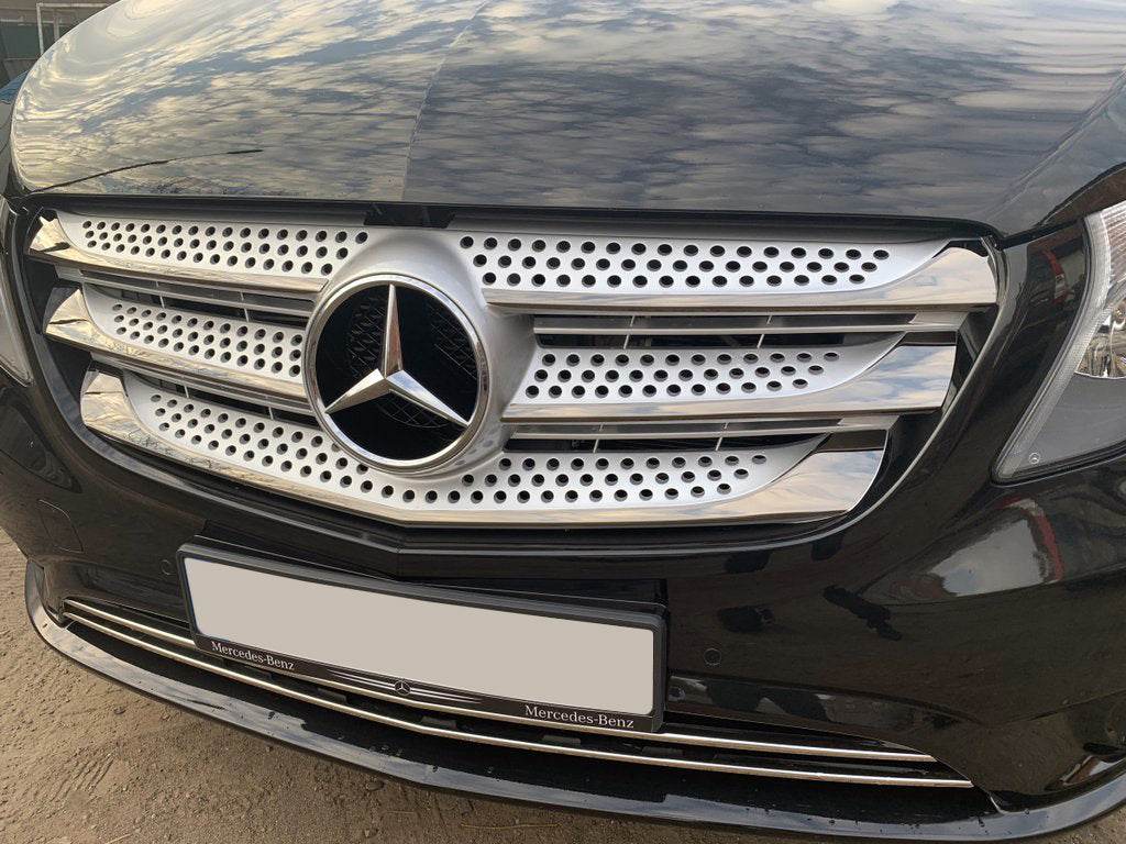 Grille overlays 2014-2020 (5 pcs., BlackChrome) for Mercedes Vito / V-class W447 2014↗ year - Reelken Auto