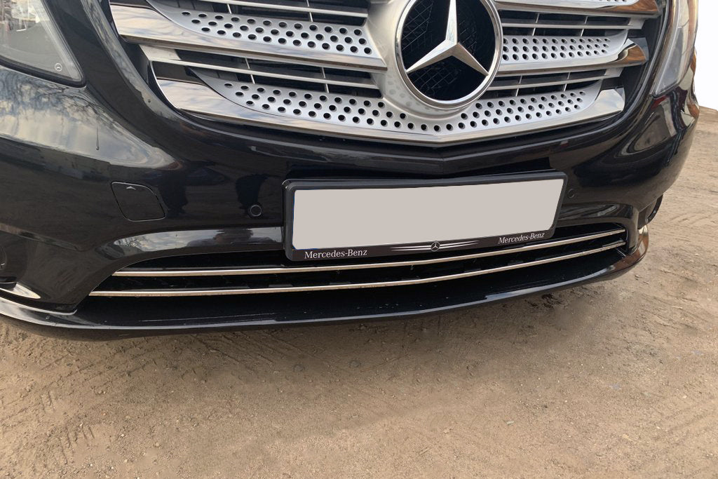Scuff grille bumper (2 pcs, stainless steel) for Mercedes Vito / V-class W447 2014↗ year - image 1