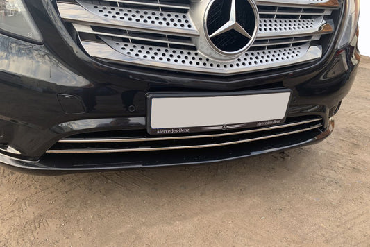 Scuff grille bumper (2 pcs, stainless steel) for Mercedes Vito / V-class W447 2014↗ year - image 1