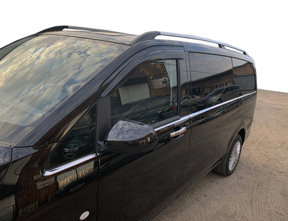 The lower moldings of glass along the entire length (8 PCs., stainless steel) for Mercedes Vito / V-class W447 2014↗ year - image 1