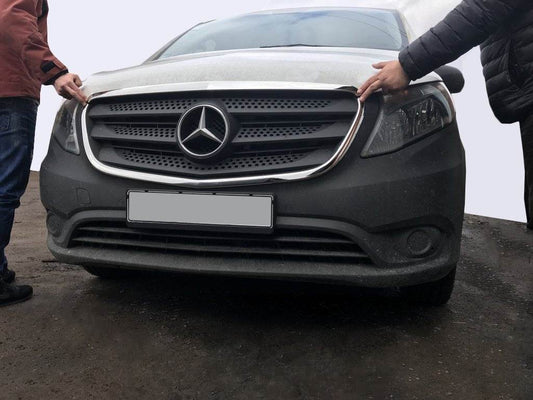 The stroke of the grille (2 PCs, stainless steel) for Mercedes Vito / V-class W447 2014↗ year - Reelken Auto