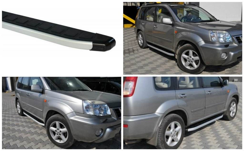 Side sills RedLine Black (2 PCs Alu.) for Nissan X-trail T30 2002-2007 - Reelken Auto