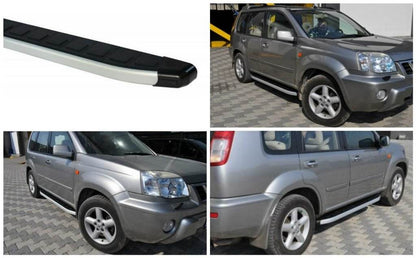 Side sills RedLine Black (2 PCs Alu.) for Nissan X-trail T30 2002-2007 - Reelken Auto