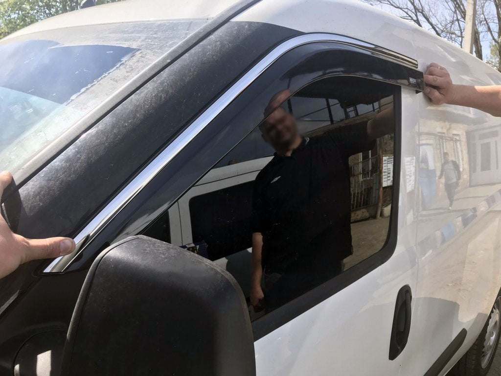 Window deflectors with chrome trim (4 pcs, Niken) for Opel Combo 2012-2018 - image 3