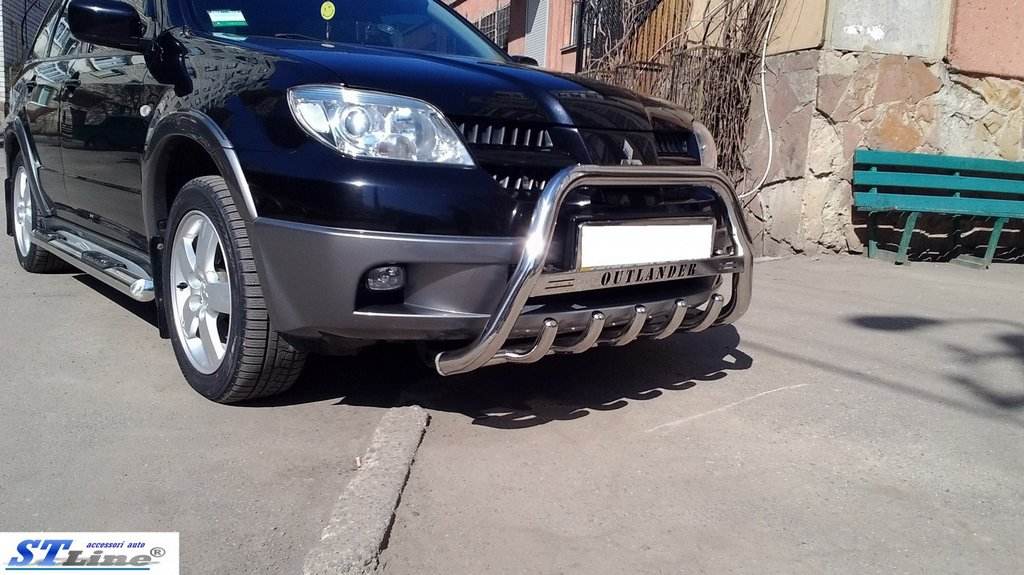 The bumper guard (stainless) for Mitsubishi Outlander 2001-2006 - Reelken Auto