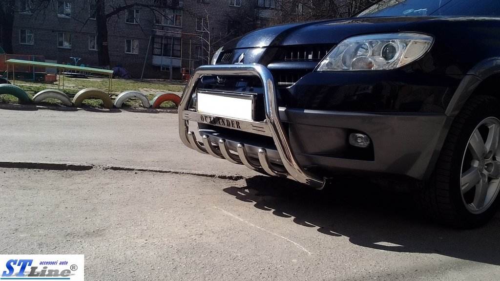 The bumper guard (stainless) for Mitsubishi Outlander 2001-2006 - Reelken Auto