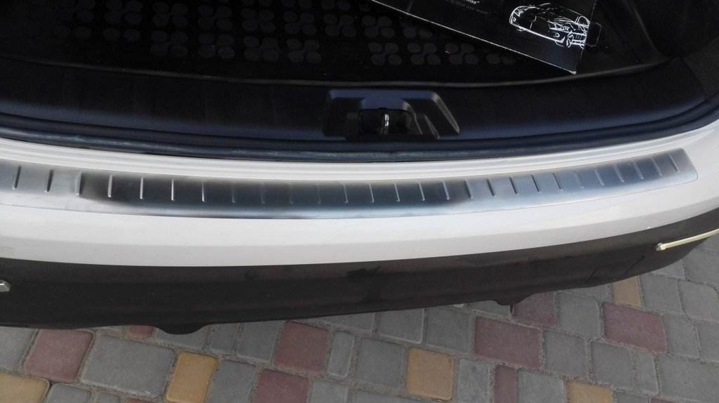 Rear bumper OmsaLine (2014-2017, stainless steel) for Nissan Qashqai 2014-2021 - Reelken Auto