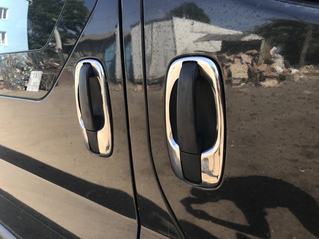 Door handle trims (4 pcs, stainless steel) for Opel Vivaro 2001-2015 - image 1