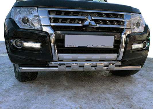 Front protection ST015 (stainless) for Mitsubishi Pajero Wagon IV - Reelken Auto