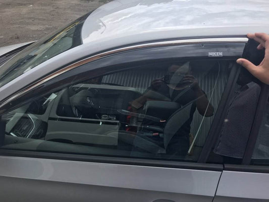 Window vents with chrome SD (4 PCs, Niken) for Skoda Rapid 2012-2019 - Reelken Auto