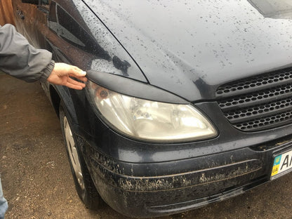 Headlight eyebrows straight (black matte) for Mercedes Viano 2004-2014 - image 3