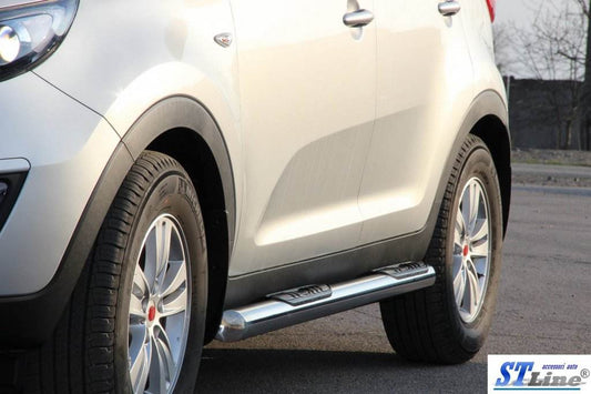 The side tube (2 PCs., stainless.) for Kia Sportage 2010-2015 - Reelken Auto