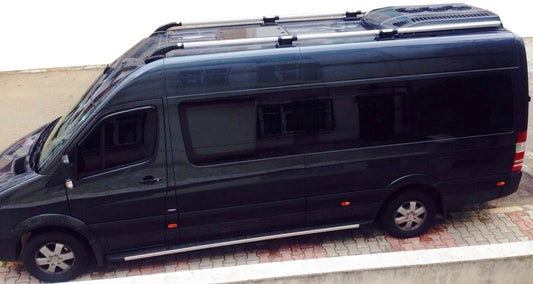 Shark Roof Rails (black feet, aluminum) for Volkswagen Crafter 2006-2016 - image 1