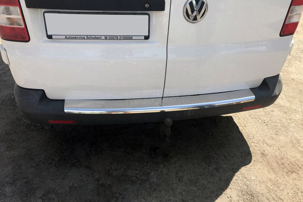 Rear bumper protector with lip (Carmos V1, stainless steel) for Volkswagen T5 Multivan 2003–2010 - image 1