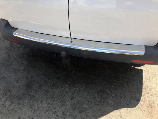 Rear bumper protector with lip (Carmos V1, stainless steel) for Volkswagen T5 2010-2015 - image 1