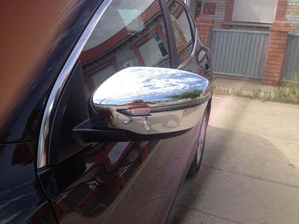 Covers for mirrors Chrome (2 pcs, plastic.) for Nissan Qashqai 2014-2021 - Reelken Auto