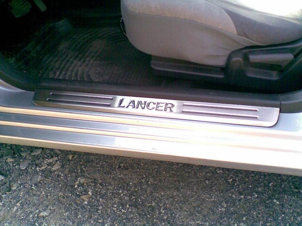 Door sills OmsaLine (4 pieces, stainless steel) for Mitsubishi Lancer 9 2004-2008 - Reelken Auto