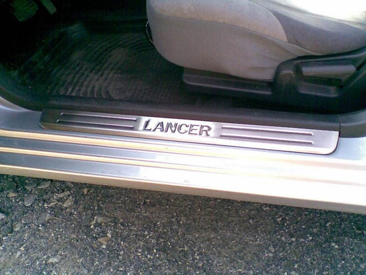 Door sills OmsaLine (4 pieces, stainless steel) for Mitsubishi Lancer 9 2004-2008 - Reelken Auto