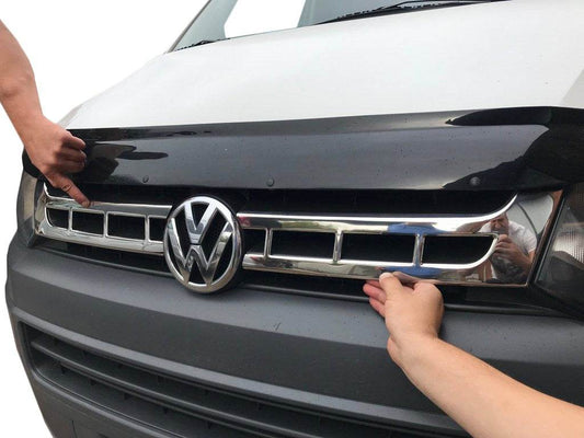 Lining on the grille (Carmos, 2 piece, stainless.) for Volkswagen T5 2010-2015 - Reelken Auto