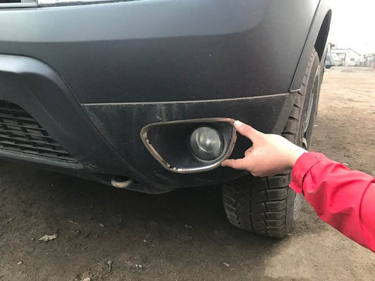 Covers for fog lights 2010-2013 (2 pcs., stainless steel) for Dacia Duster 2008-2018 - Reelken Auto