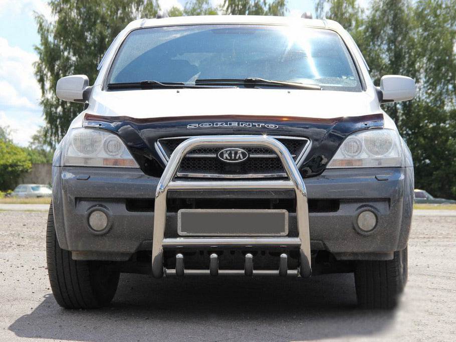 The QT007 bumper guard (stainless) for Kia Sorento I BL 2002-2009 - Reelken Auto