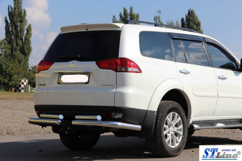 Back protection AK003-Special (2 pieces, stainless steel) for Mitsubishi Pajero Sport 2008-2015 - Reelken Auto