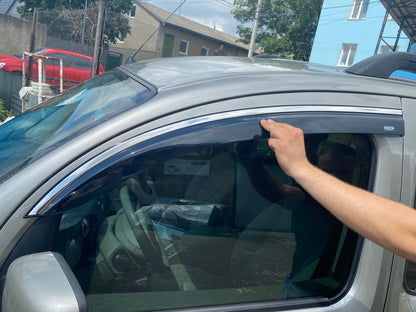 Window Deflectors with Chrome Trim (2 pcs, Niken) for Renault Kangoo 2008-2020 - image 1