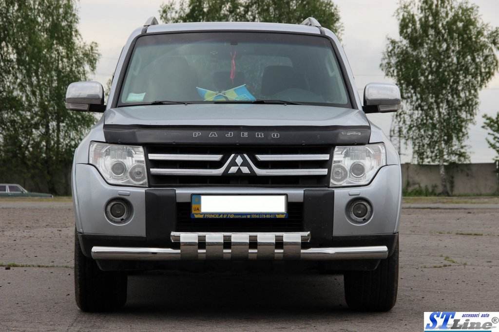 Front protection ST015 (stainless) for Mitsubishi Pajero Wagon III - Reelken Auto