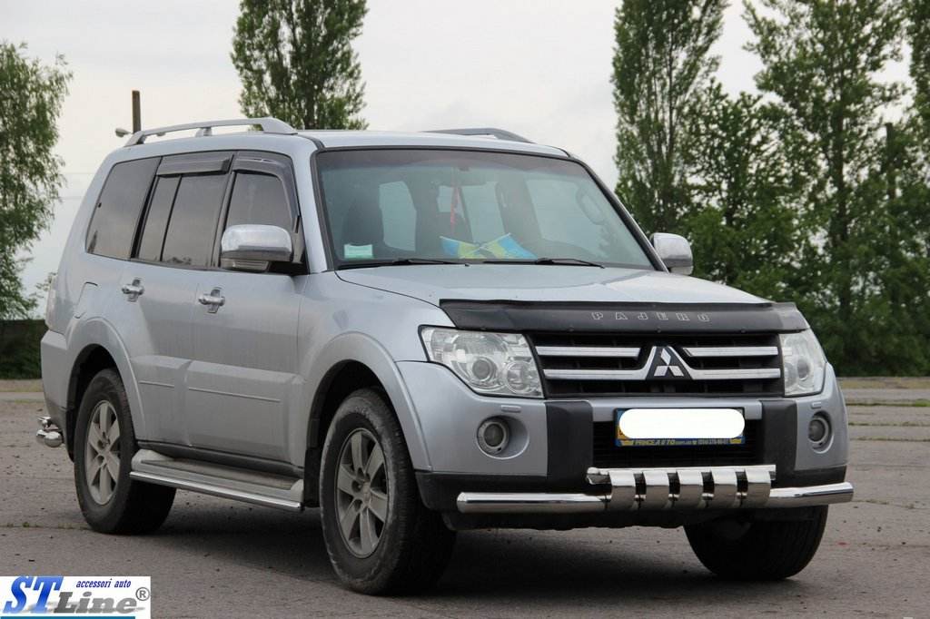 Front protection ST015 (stainless) for Mitsubishi Pajero Wagon IV - Reelken Auto