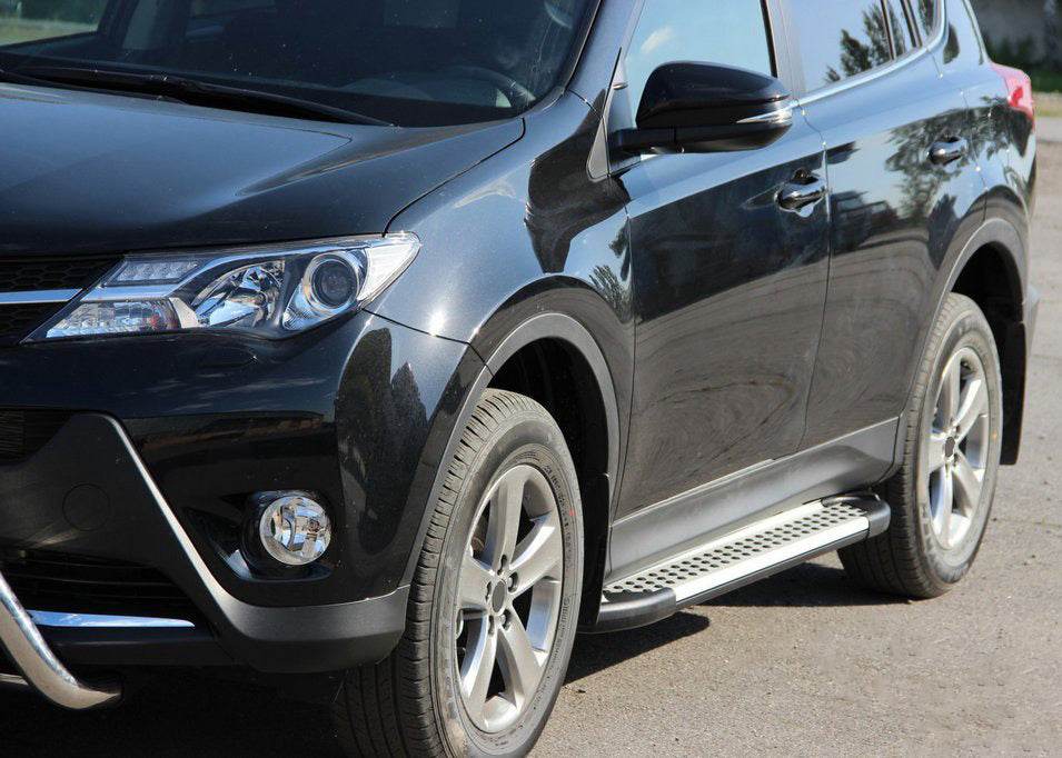 Side sills Allmond Grey (2 pieces, aluminum) for Toyota Rav 4 2013-2018 - Reelken Auto