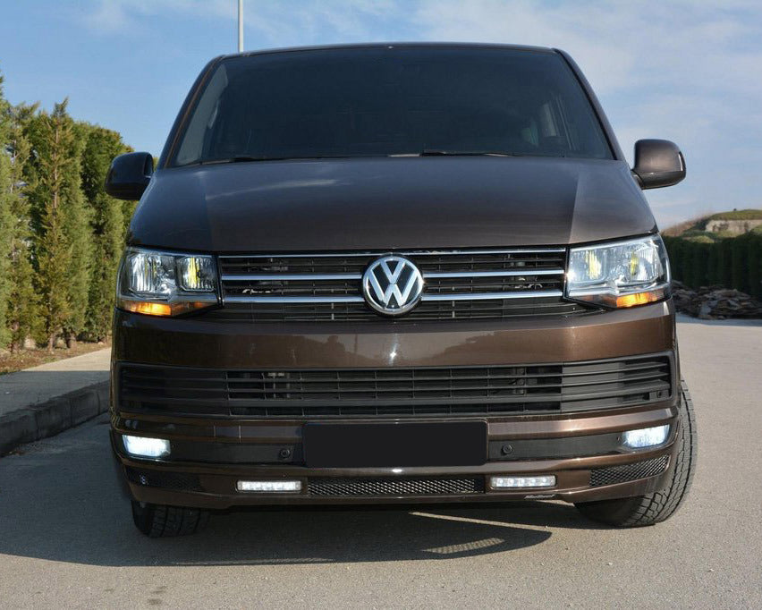 Front Bumper Lip Sport 2-LED 2015-2018 (primed for painting) for Volkswagen T6 2015-2024 - image 4