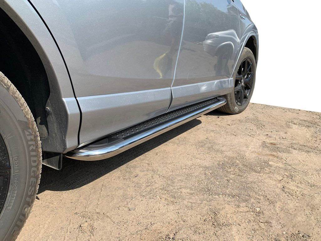 Lateral platforms Maydos V2 (2 PCs., aluminium ↗ stainless) for Toyota Rav 4 2006-2013 - Reelken Auto