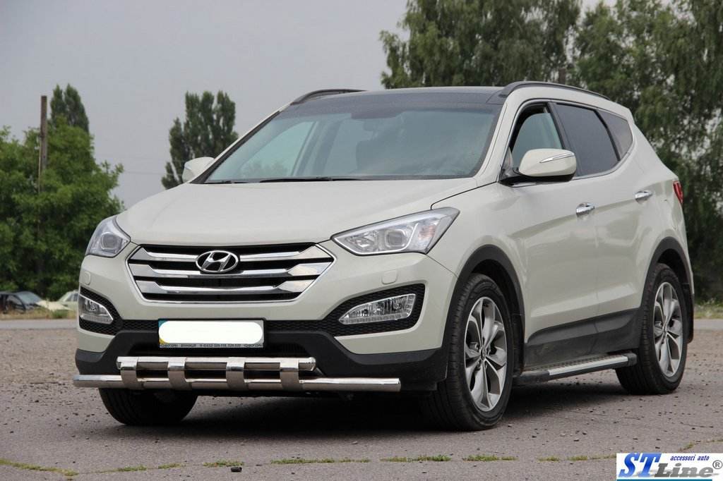 Front arc ST015 (stainless) for Hyundai Santa Fe 3 2012-2018 - Reelken Auto