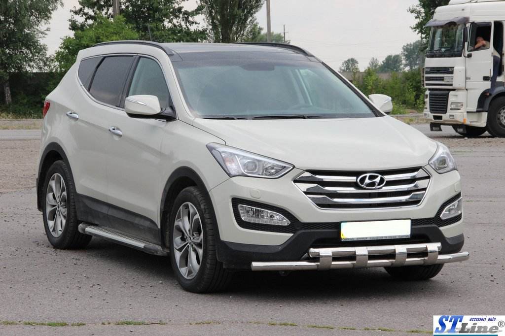 Front arc ST015 (stainless) for Hyundai Santa Fe 3 2012-2018 - Reelken Auto