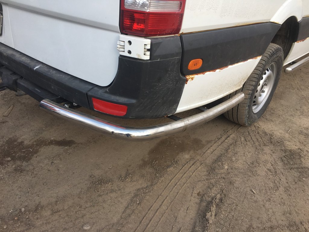 Side pipes behind rear wheel, angular (2 pcs, stainless steel) for Mercedes Sprinter W906 2006-2018 - image 3