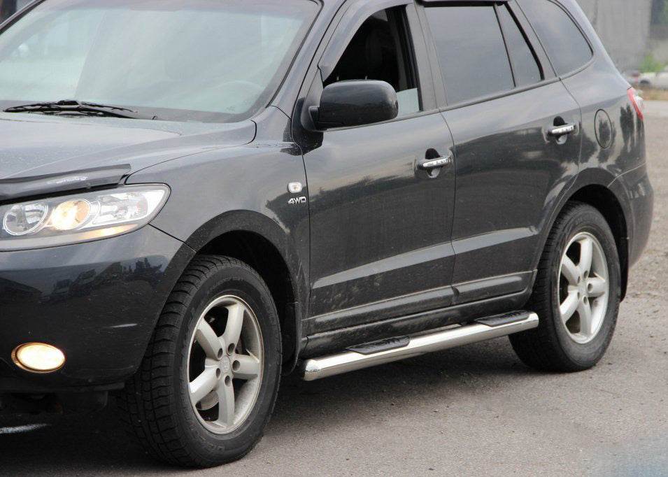 Side pipes B2 (2 pcs., stainless steel) for Hyundai Santa Fe 2 2006-2012 - Reelken Auto
