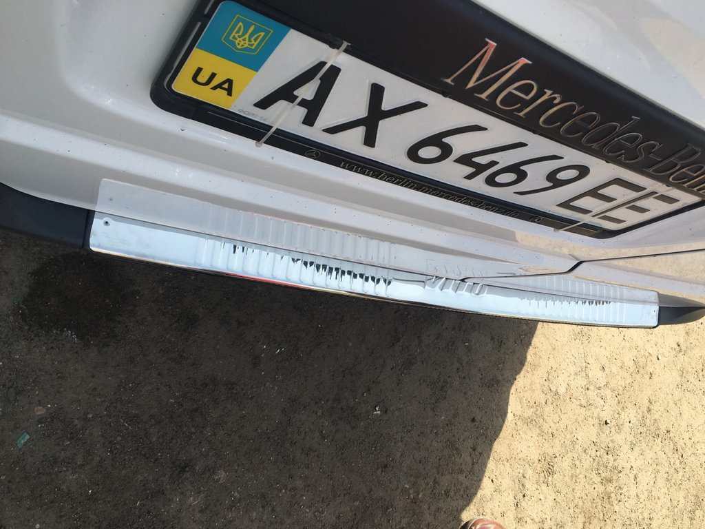 Rear bumper protector with lip (Carmos V1, stainless steel) for Mercedes Vito W639 2004-2014 - image 4