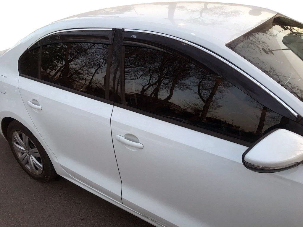 Window deflectors with chrome strip (4 pcs, Niken) for Volkswagen Jetta 2011-2018 - image 1