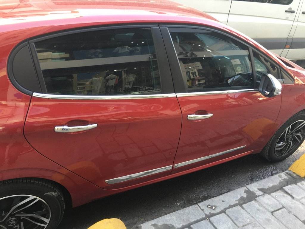 Molding of glass (4 pieces, stainless steel) for Peugeot 208 2012-2019 - Reelken Auto