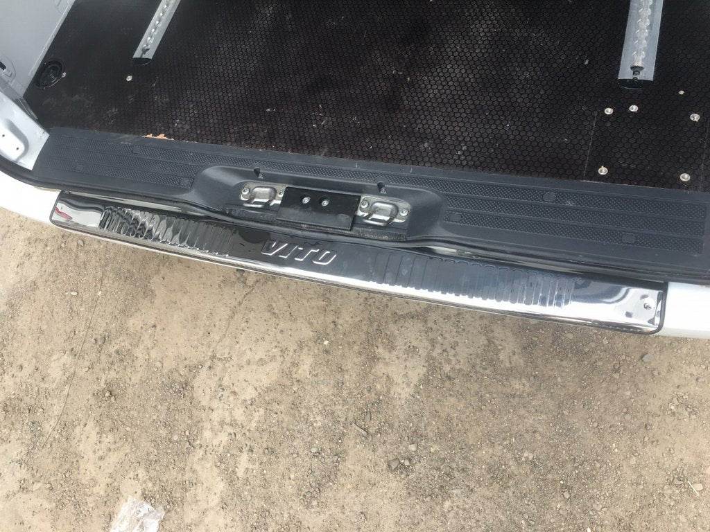 Cover on the rear bumper with a bend (Carmos V1, stainless steel) for Mercedes Vito W639 2004-2014 - Reelken Auto
