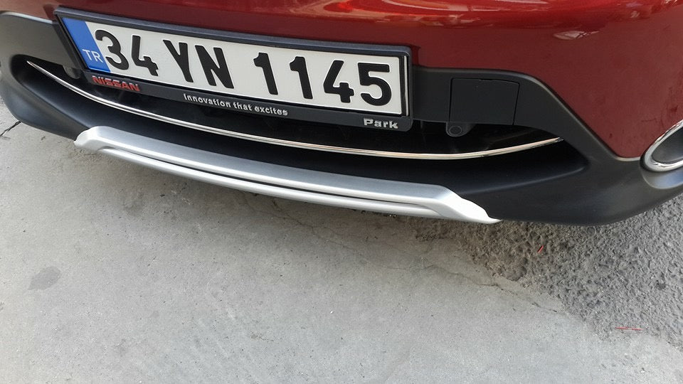 The front bumper spoiler (2014-2017, stainless steel) for Nissan Qashqai 2014-2021 - image 3