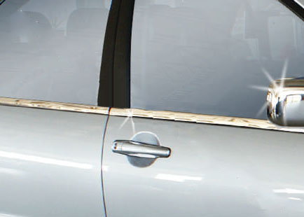 The outer border of glass (4 pieces, stainless steel) for Mitsubishi Lancer 9 2004-2008 - image 2