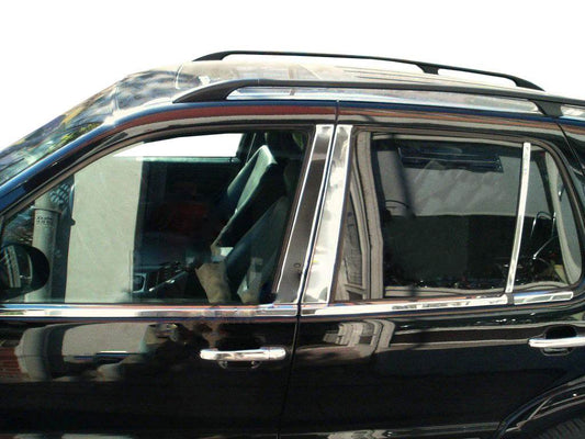 Moldings door pillars (6 pieces, stainless.) for Mercedes ML W163 - Reelken Auto