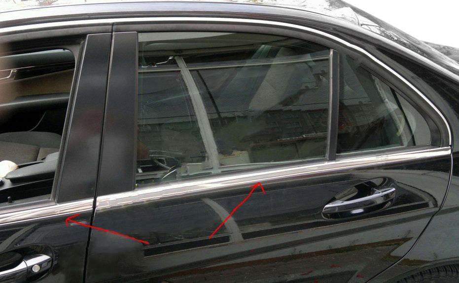 Covers for glass moldings (6 pcs., stainless steel) for Mercedes C-class W204 2007-2015 - Reelken Auto